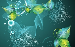 Abstract Green Swirl Floral Vector Background