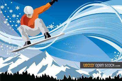 Jumping Snowboarder Vector Graphic